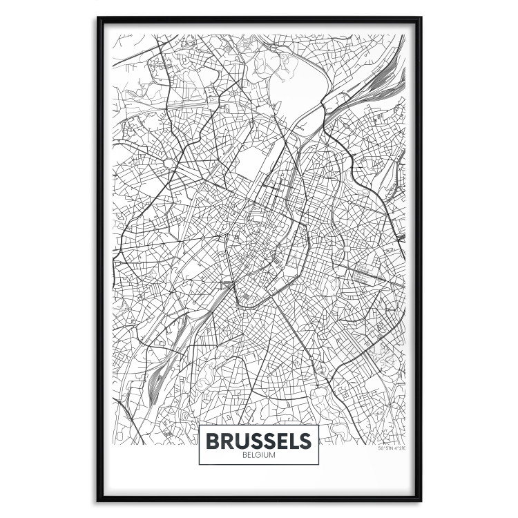 Wall Poster Map of Brussels - black and white map of one of the cities in Belgium with labels 116359 additionalImage 18