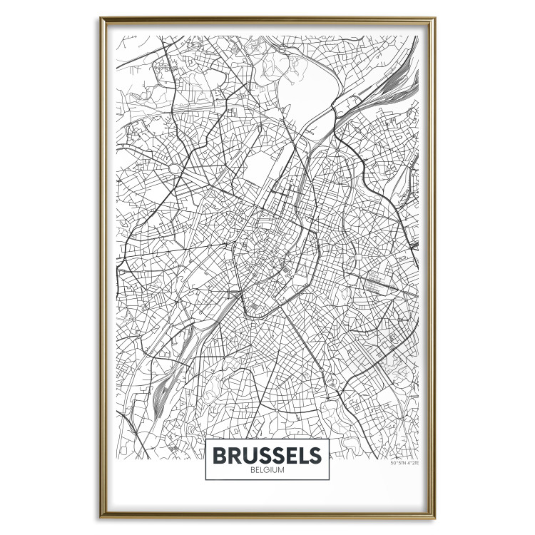 Wall Poster Map of Brussels - black and white map of one of the cities in Belgium with labels 116359 additionalImage 16