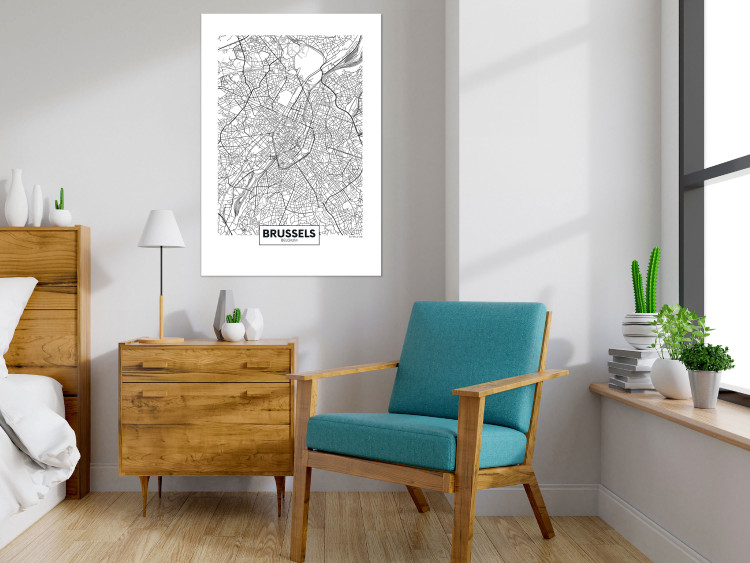 Wall Poster Map of Brussels - black and white map of one of the cities in Belgium with labels 116359 additionalImage 12