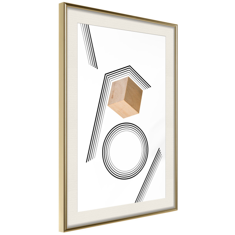 Poster Wooden Cube - a wooden block among geometric abstraction 116559 additionalImage 2