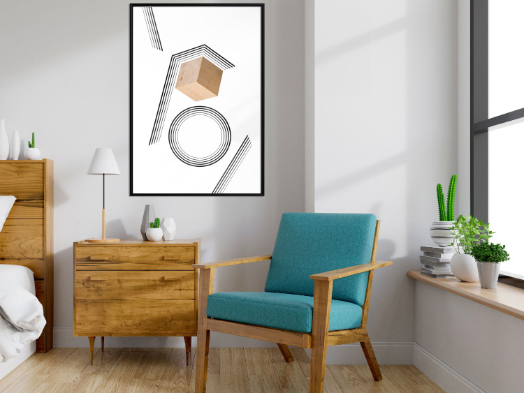 Poster Wooden Cube - a wooden block among geometric abstraction 116559 additionalImage 5