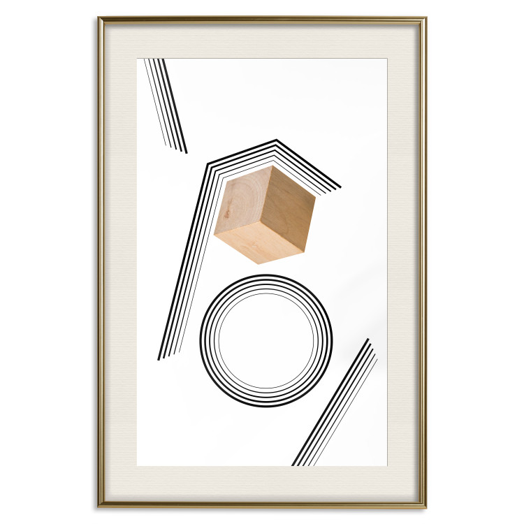 Poster Wooden Cube - a wooden block among geometric abstraction 116559 additionalImage 19