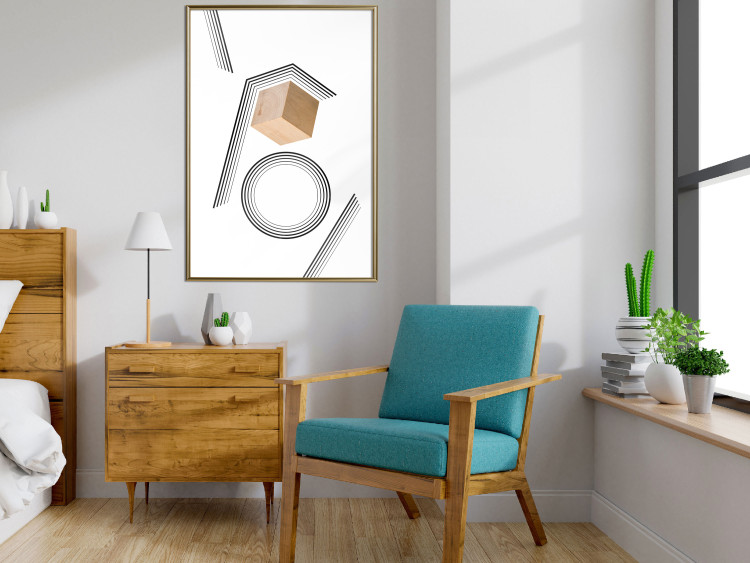 Poster Wooden Cube - a wooden block among geometric abstraction 116559 additionalImage 7
