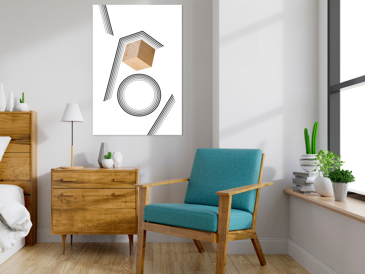 Poster Wooden Cube - a wooden block among geometric abstraction 116559 additionalImage 17