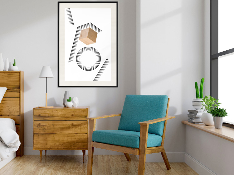 Poster Wooden Cube - a wooden block among geometric abstraction 116559 additionalImage 22