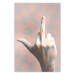 Poster F*ck you! - gray-pink composition with a hand in a geometric pattern 117559