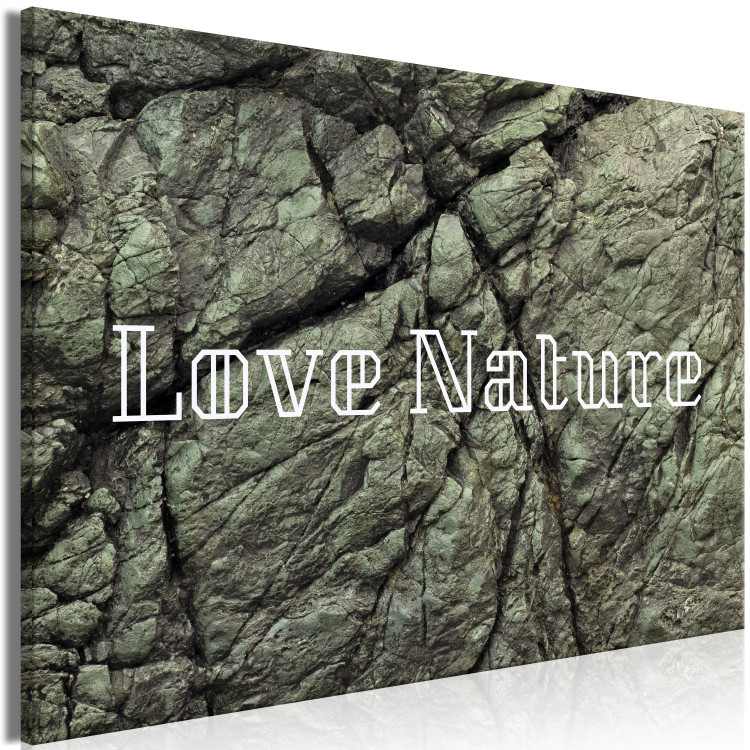 Canvas Print Love Nature - an inscription in English on a stone background 117759 additionalImage 2