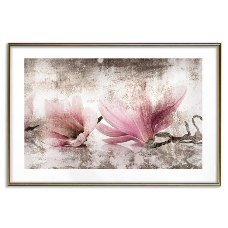 Poster Magnolia Memory - vintage botanical composition with light flowers 118259 additionalImage 14