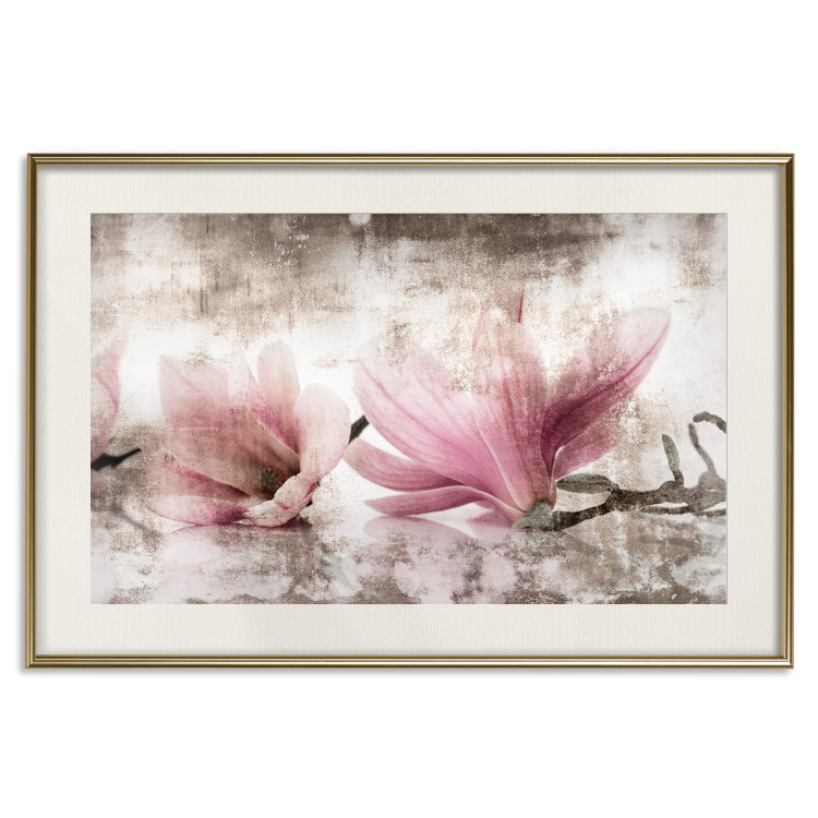 Poster Magnolia Memory - vintage botanical composition with light flowers 118259 additionalImage 19