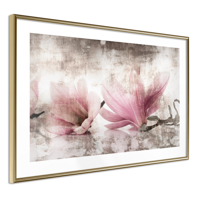 Poster Magnolia Memory - vintage botanical composition with light flowers 118259 additionalImage 4