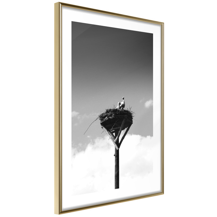 Wall Poster Stork's Nest - photograph of birds in a nest against a sky and clouds backdrop 122359 additionalImage 8