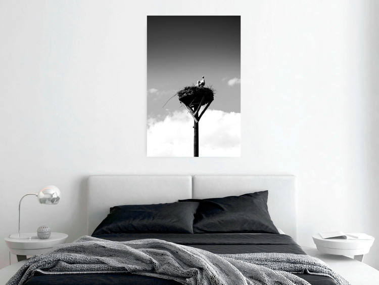 Wall Poster Stork's Nest - photograph of birds in a nest against a sky and clouds backdrop 122359 additionalImage 25