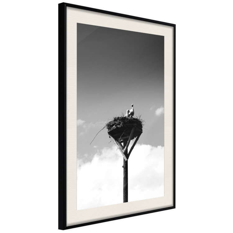 Wall Poster Stork's Nest - photograph of birds in a nest against a sky and clouds backdrop 122359 additionalImage 3