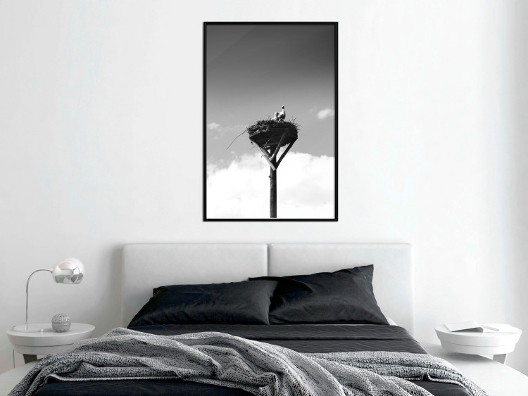 Wall Poster Stork's Nest - photograph of birds in a nest against a sky and clouds backdrop 122359 additionalImage 5