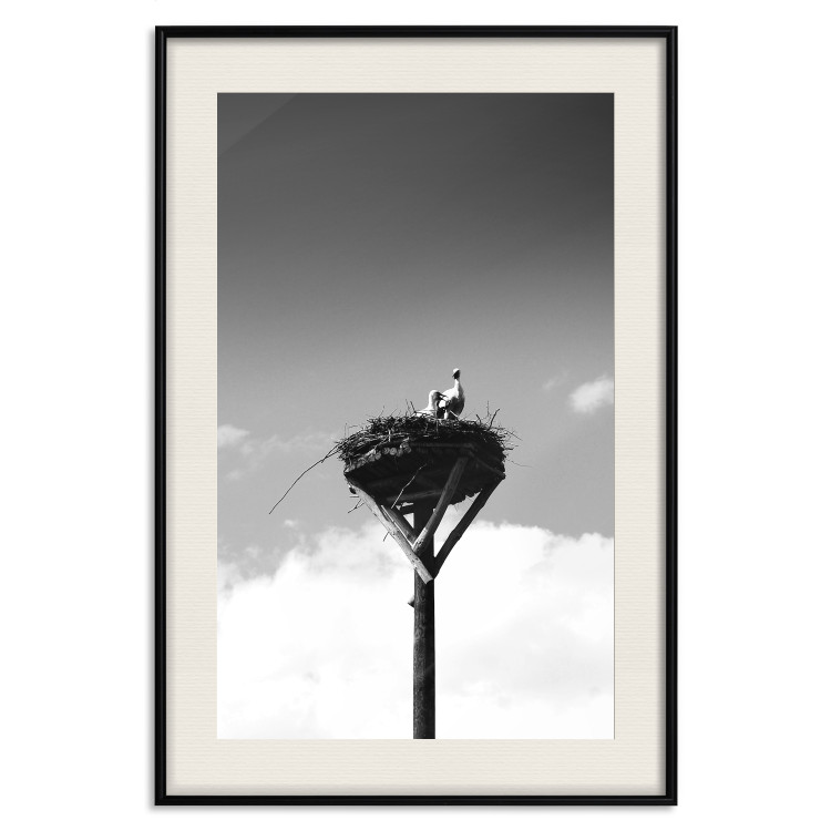 Wall Poster Stork's Nest - photograph of birds in a nest against a sky and clouds backdrop 122359 additionalImage 27