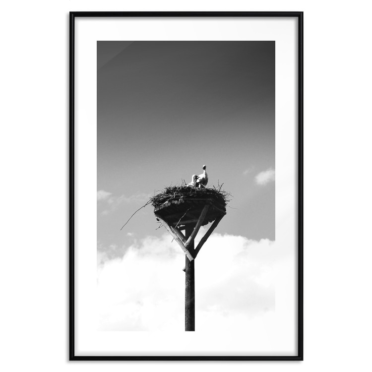 Wall Poster Stork's Nest - photograph of birds in a nest against a sky and clouds backdrop 122359 additionalImage 19