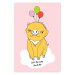 Poster Sky Piggy - yellow animal with balloons and English texts 122759