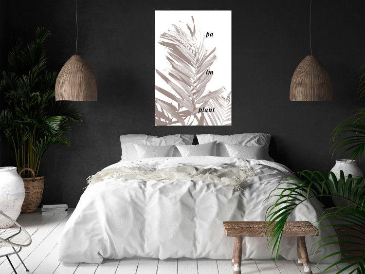 Poster Palm Plant - gray palm leaf with English text on a white background 122959 additionalImage 17