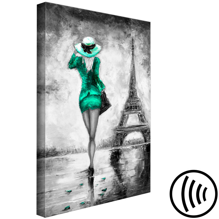 Canvas Art Print Walk under the Eiffel Tower - graphic, woman and symbol of Paris 123059 additionalImage 6