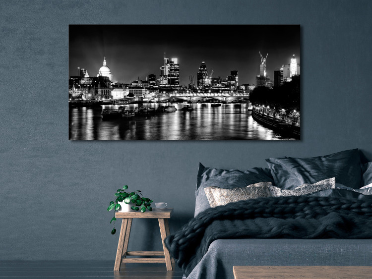 Canvas Print London Lights (1 Part) Black and White 123659 additionalImage 3
