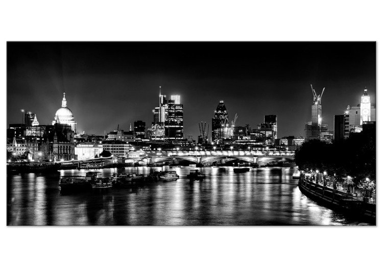 Canvas Print London Lights (1 Part) Black and White 123659