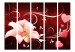Room Separator Love Message II (5-piece) - lilies and hearts on a red background 124059 additionalThumb 3
