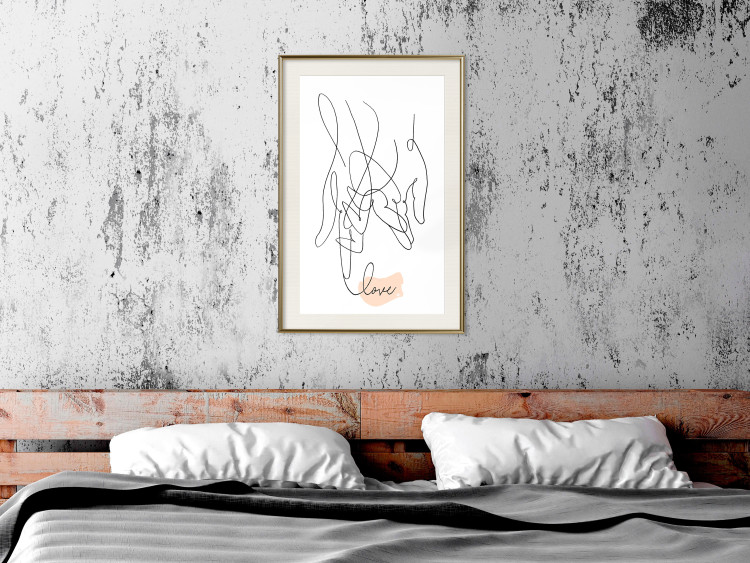 Wall Poster Entangled Feeling - line art of holding hands and English text 125359 additionalImage 21