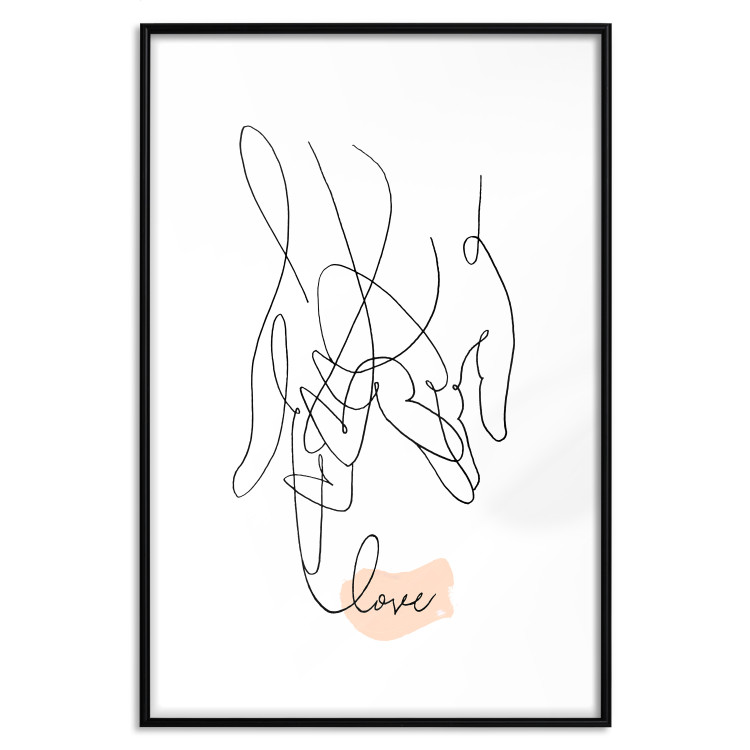 Wall Poster Entangled Feeling - line art of holding hands and English text 125359 additionalImage 17