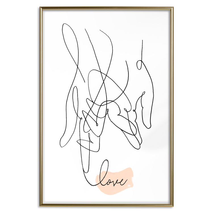 Wall Poster Entangled Feeling - line art of holding hands and English text 125359 additionalImage 20