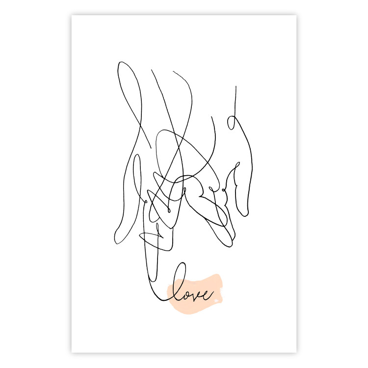 Wall Poster Entangled Feeling - line art of holding hands and English text 125359 additionalImage 25
