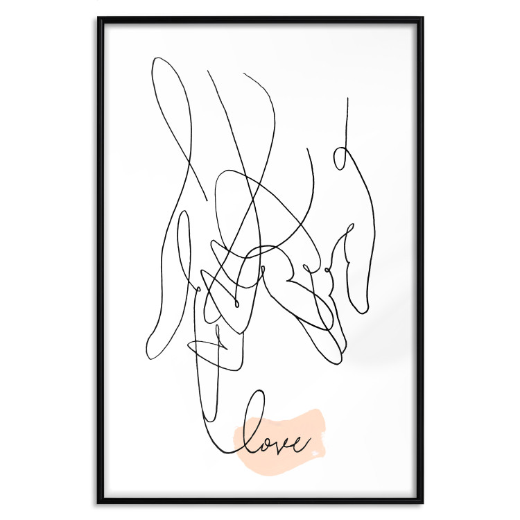Wall Poster Entangled Feeling - line art of holding hands and English text 125359 additionalImage 18