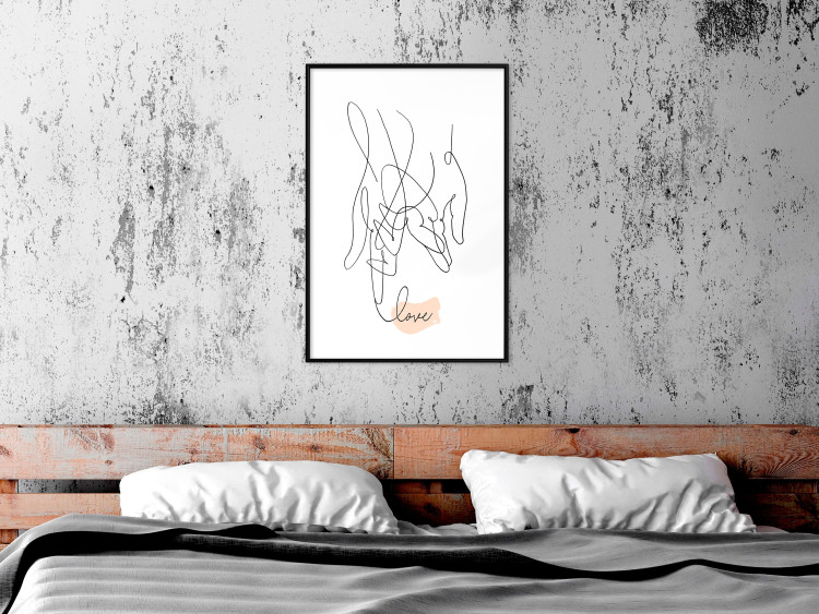 Wall Poster Entangled Feeling - line art of holding hands and English text 125359 additionalImage 4