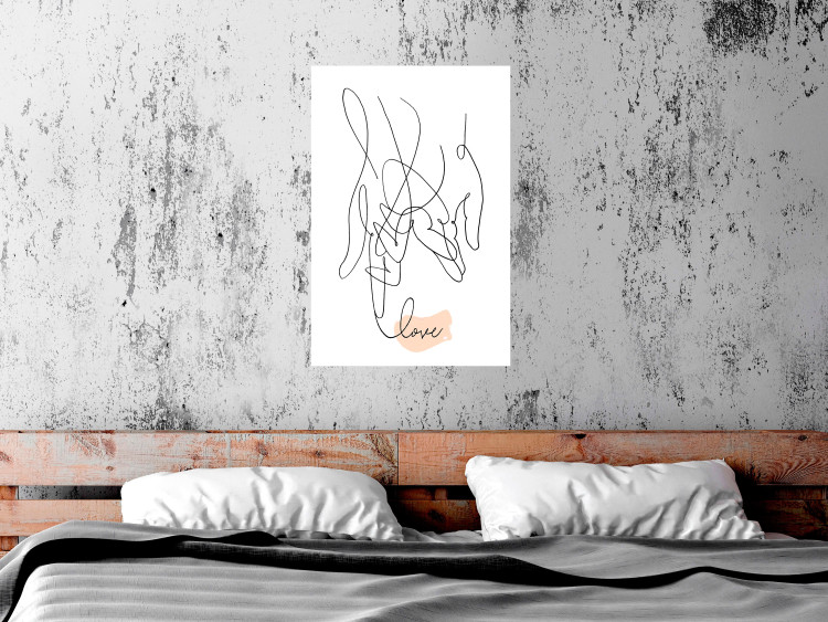Wall Poster Entangled Feeling - line art of holding hands and English text 125359 additionalImage 23