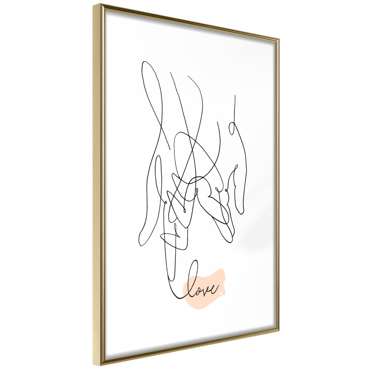 Wall Poster Entangled Feeling - line art of holding hands and English text 125359 additionalImage 8