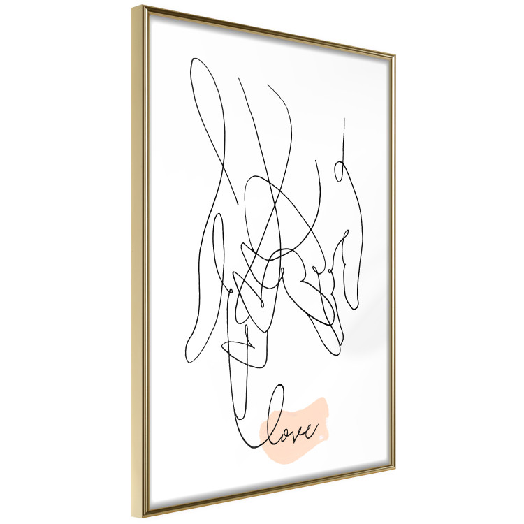 Wall Poster Entangled Feeling - line art of holding hands and English text 125359 additionalImage 14