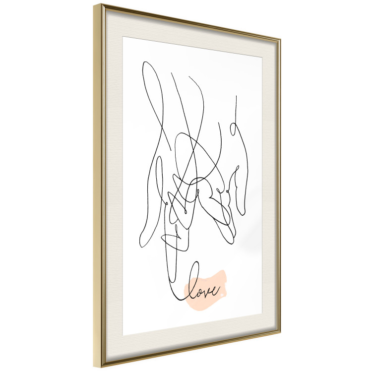 Wall Poster Entangled Feeling - line art of holding hands and English text 125359 additionalImage 2