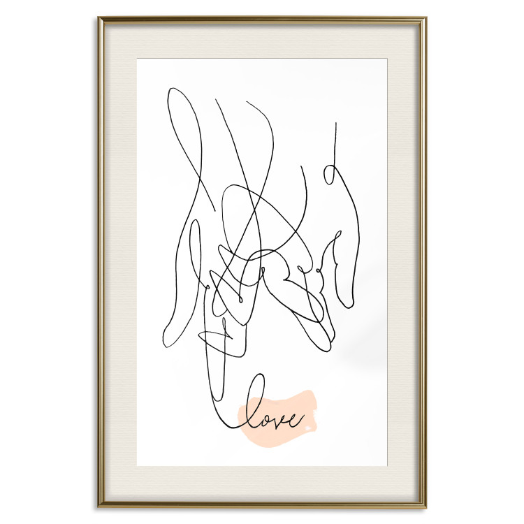 Wall Poster Entangled Feeling - line art of holding hands and English text 125359 additionalImage 19