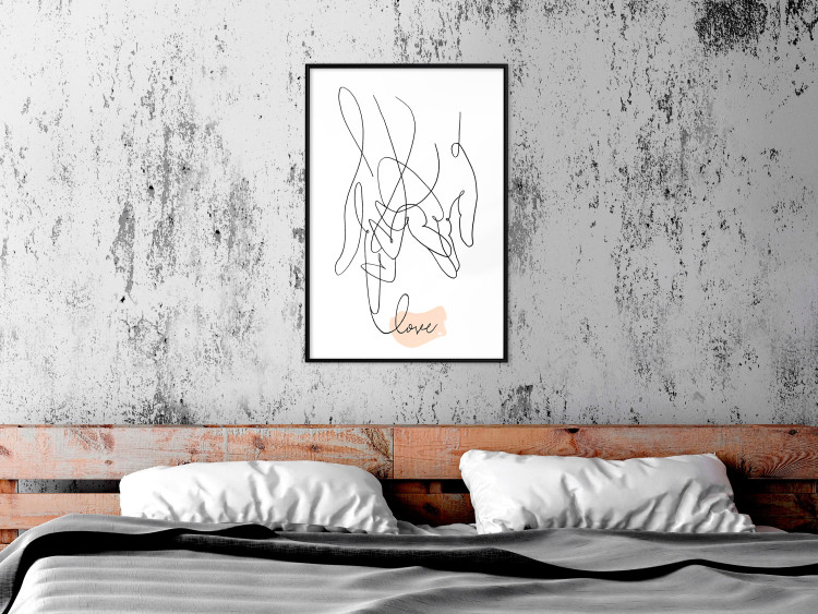 Wall Poster Entangled Feeling - line art of holding hands and English text 125359 additionalImage 5