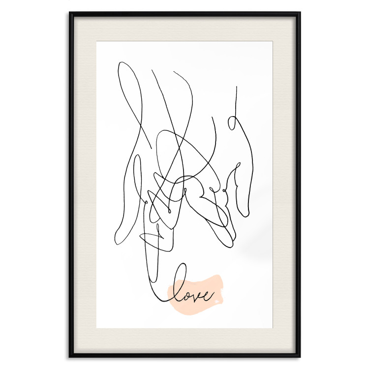 Wall Poster Entangled Feeling - line art of holding hands and English text 125359 additionalImage 18