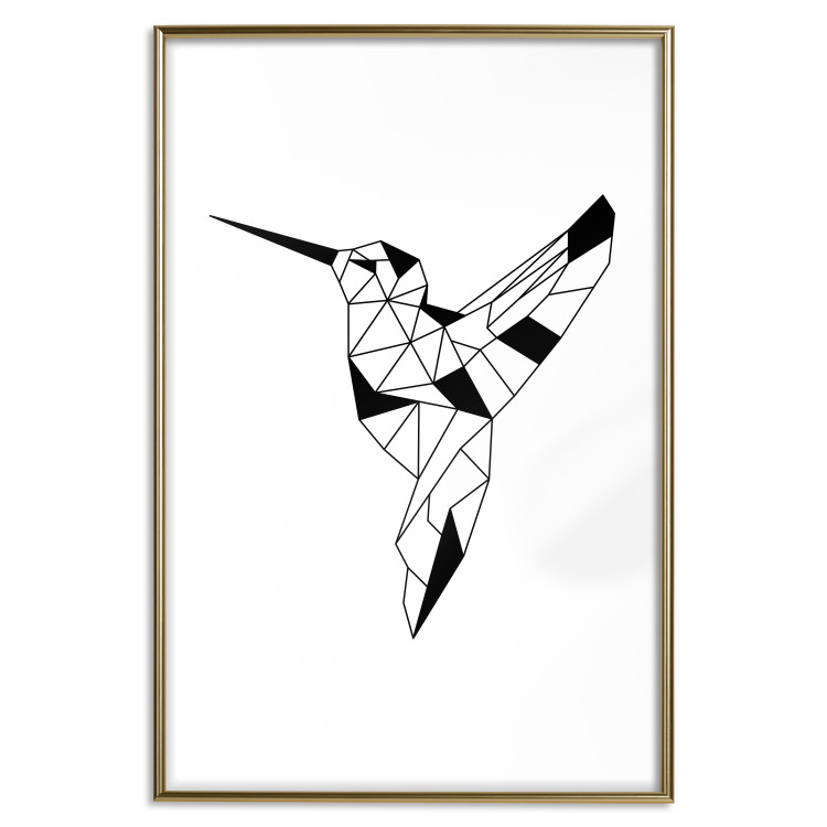 Poster Graceful Dancer - black bird with geometric figures on a white background 125459 additionalImage 21