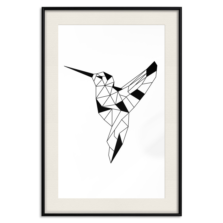 Poster Graceful Dancer - black bird with geometric figures on a white background 125459 additionalImage 19