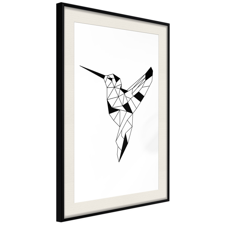 Poster Graceful Dancer - black bird with geometric figures on a white background 125459 additionalImage 2
