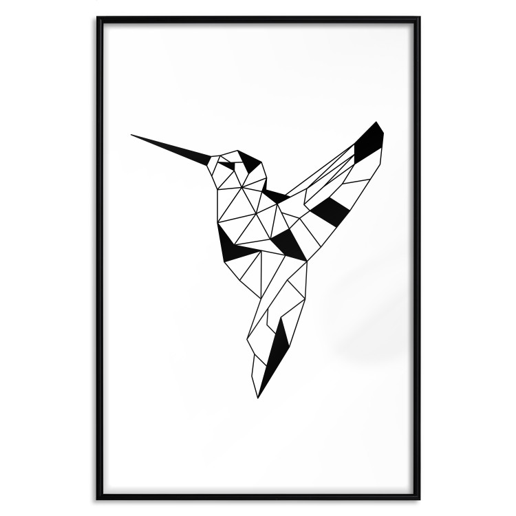 Poster Graceful Dancer - black bird with geometric figures on a white background 125459 additionalImage 16