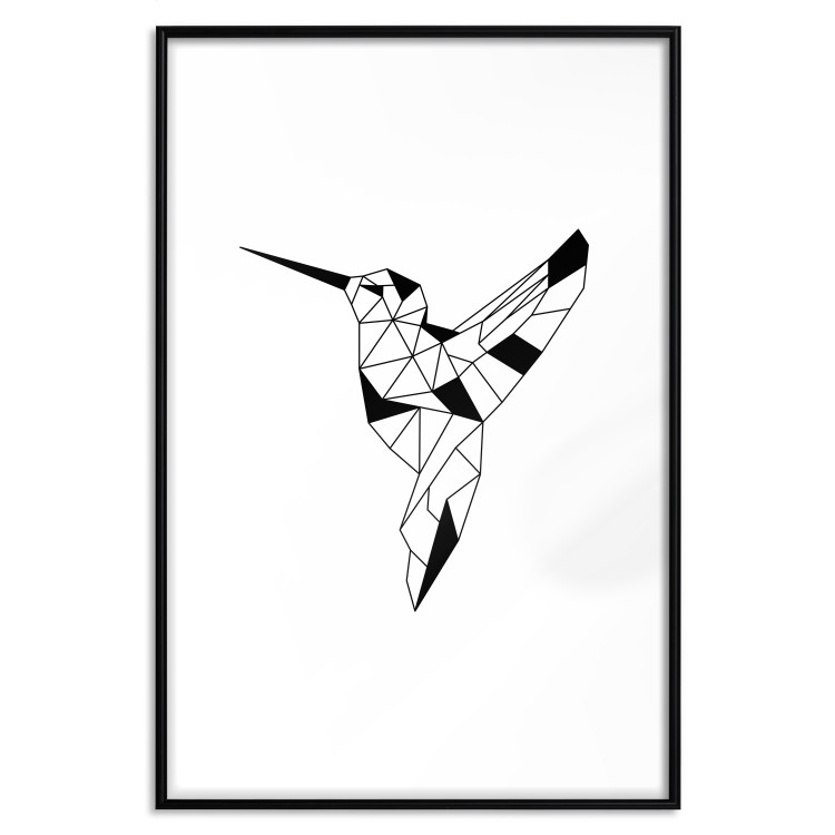 Poster Graceful Dancer - black bird with geometric figures on a white background 125459 additionalImage 17