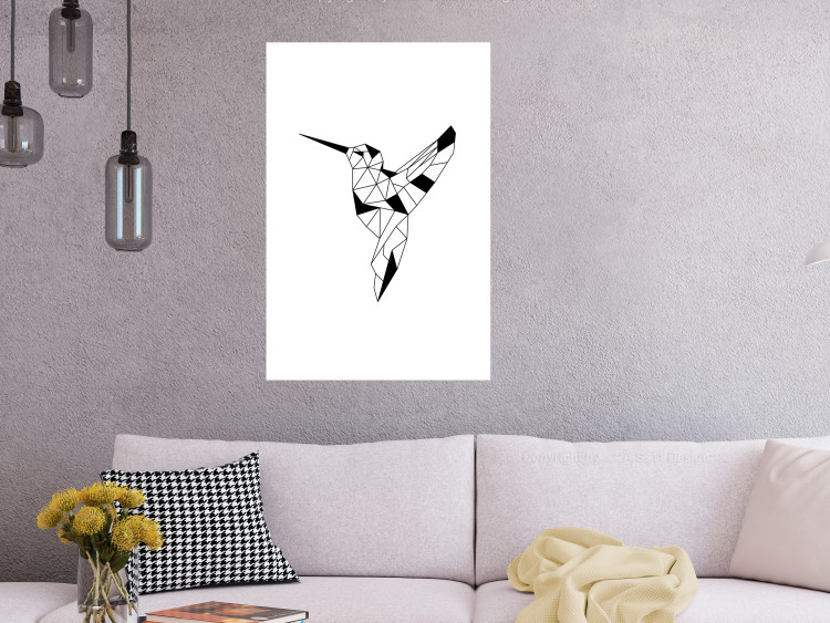 Poster Graceful Dancer - black bird with geometric figures on a white background 125459 additionalImage 5