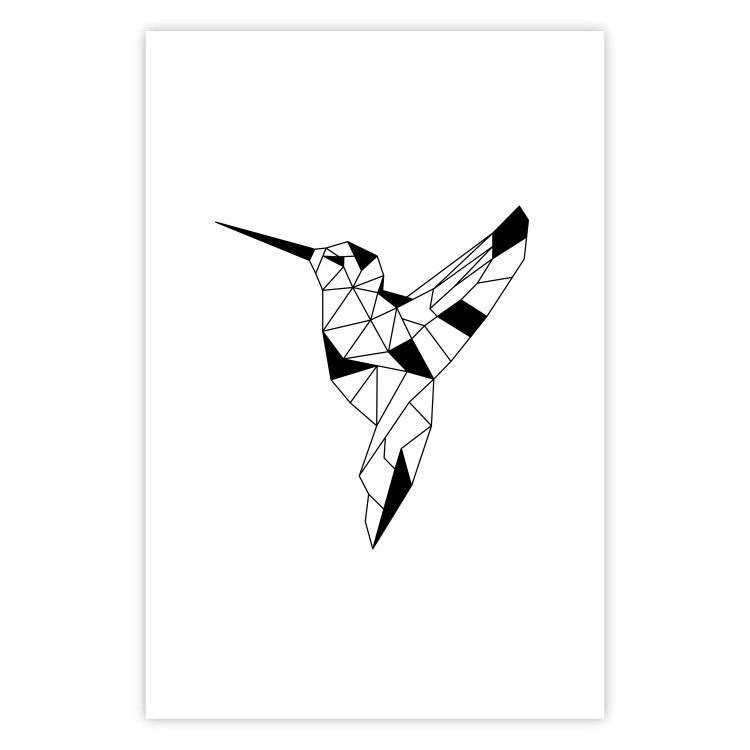 Poster Graceful Dancer - black bird with geometric figures on a white background 125459 additionalImage 25