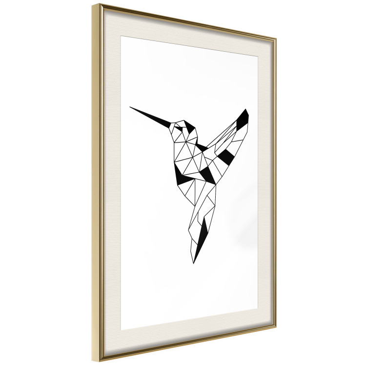 Poster Graceful Dancer - black bird with geometric figures on a white background 125459 additionalImage 3