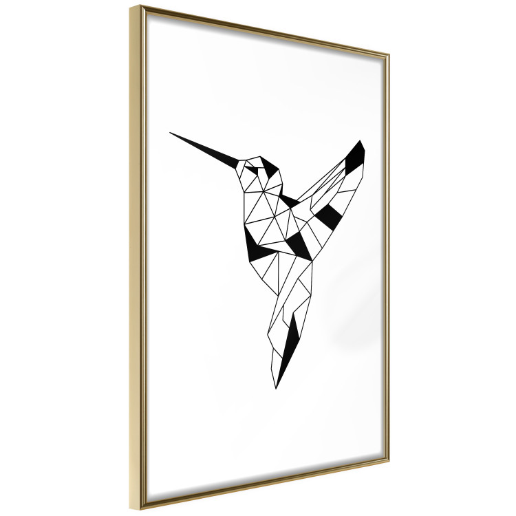 Poster Graceful Dancer - black bird with geometric figures on a white background 125459 additionalImage 12