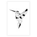 Poster Graceful Dancer - black bird with geometric figures on a white background 125459