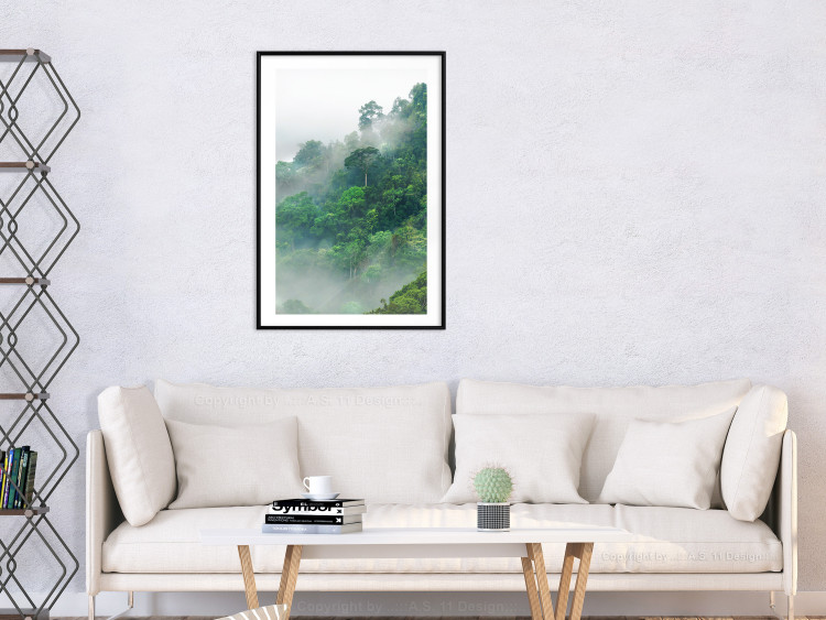 Poster Juicy Forest - tropical green trees in a mountain range during mist 125759 additionalImage 6